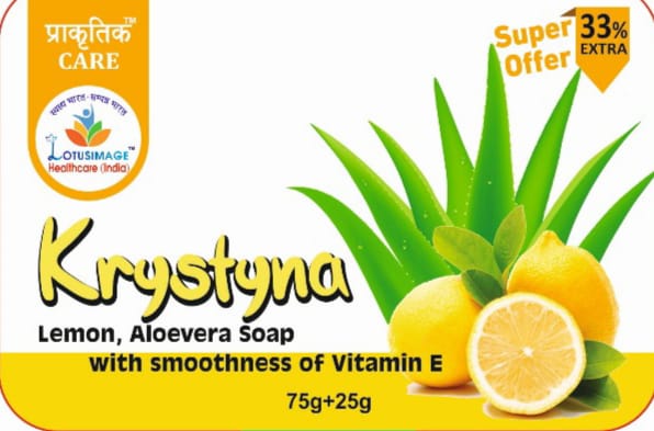 Krystyna Herbal Bathing Soap – Lemon, Aloe Vera & Vitamin E (75g + 25g)